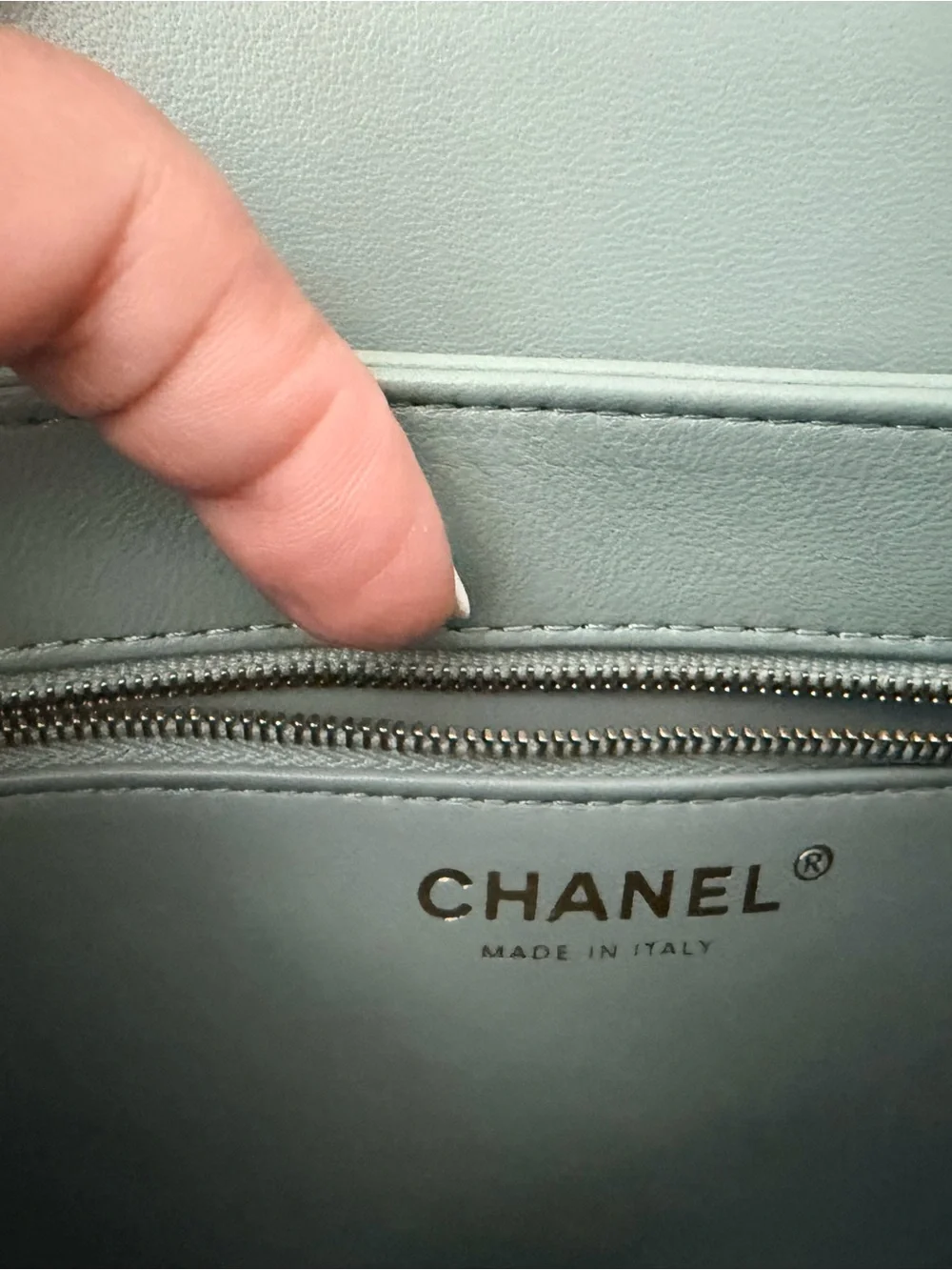 CHANEL Sage Green Quilted Top Handle Satchel with Gold Hardware